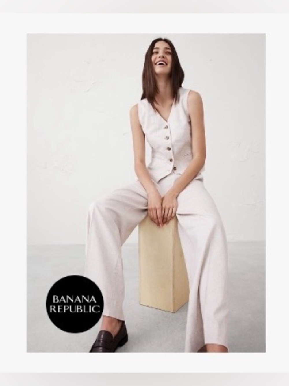 Banana Linen-Blend Classic Vest